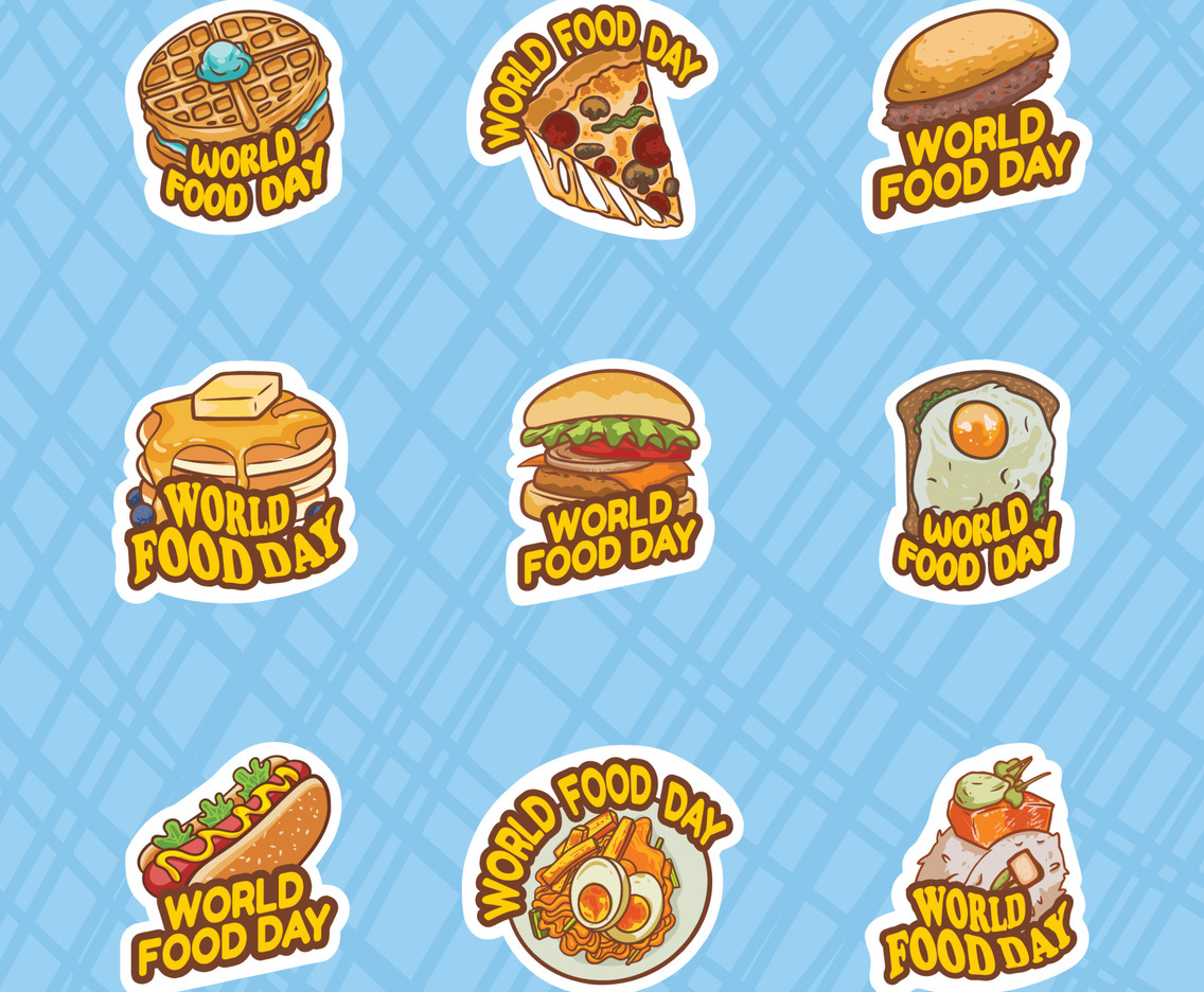 Sticker Set With World Food Day Festivity Theme