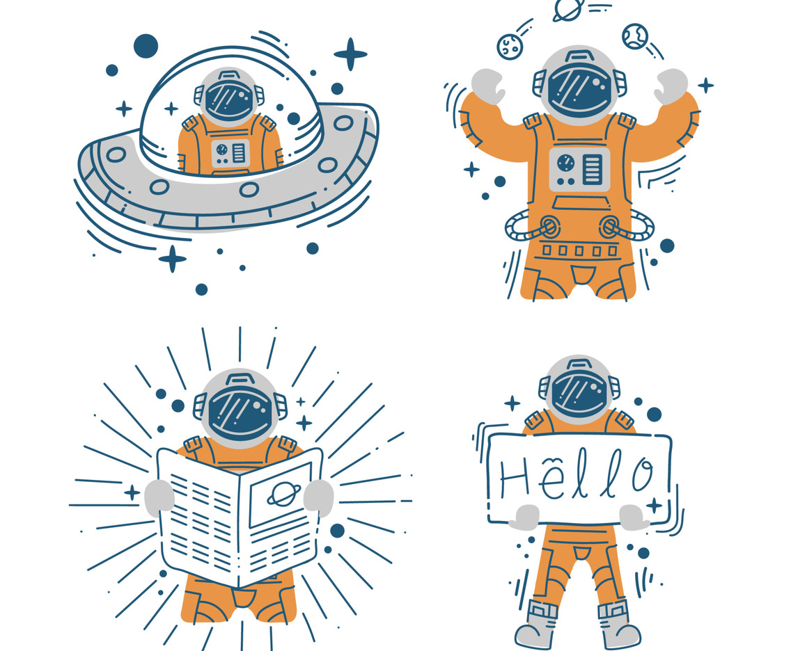 Vintage Astronaut Tattoo Sticker Badge