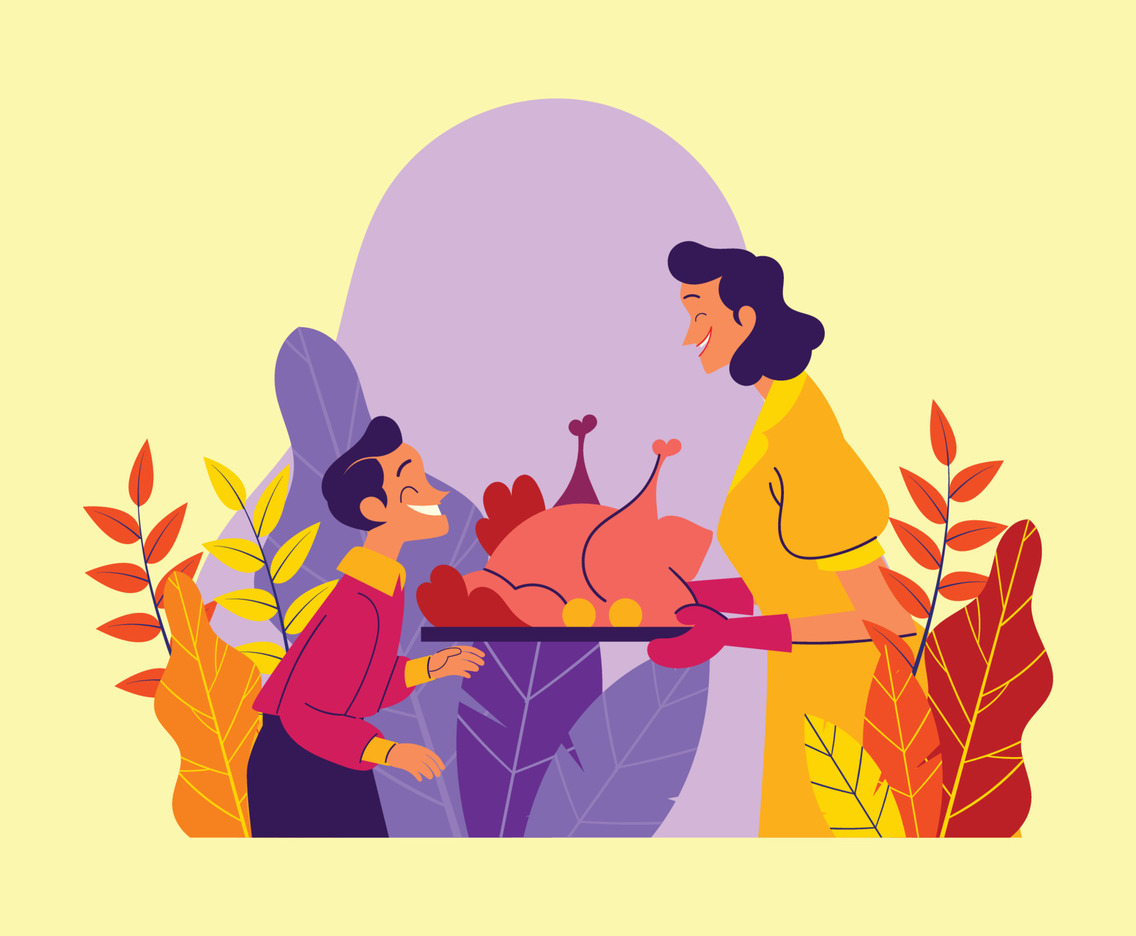 Preparing Thanksgiving Turkey with Mother