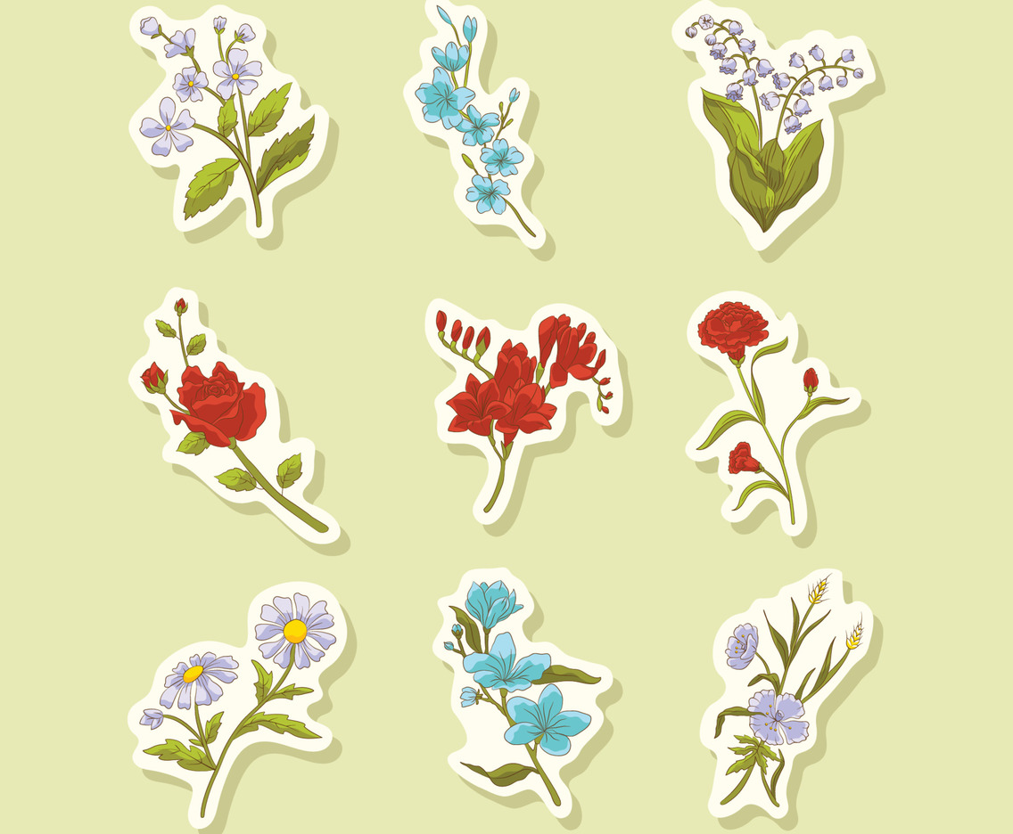 Realistic Floral Sticker Collection