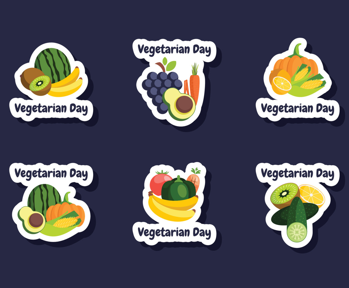 Sticker Set of Vegetarian Day