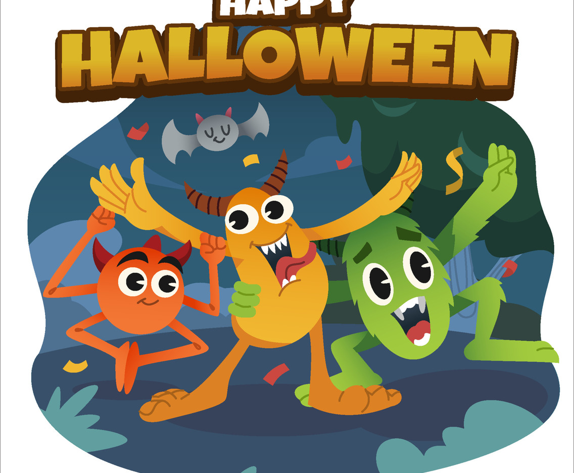 The Monsters Go Out on Halloween Night