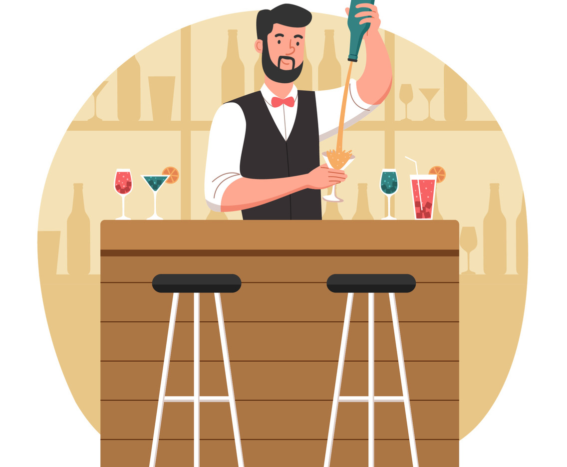 Bartender Making Cocktail at Bar