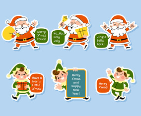 Santa and Helpers Sticker Collection