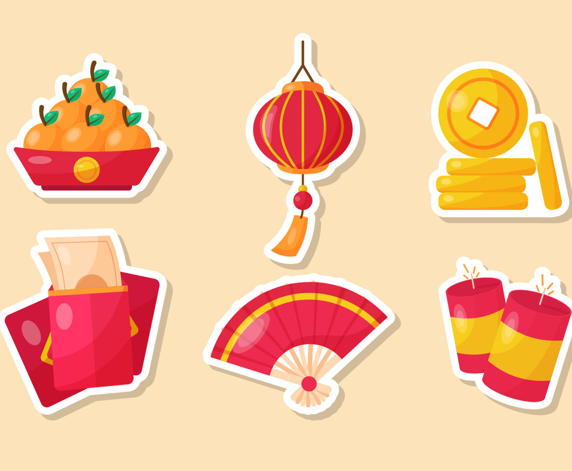 Cute Chinese New Year Items Sticker Set