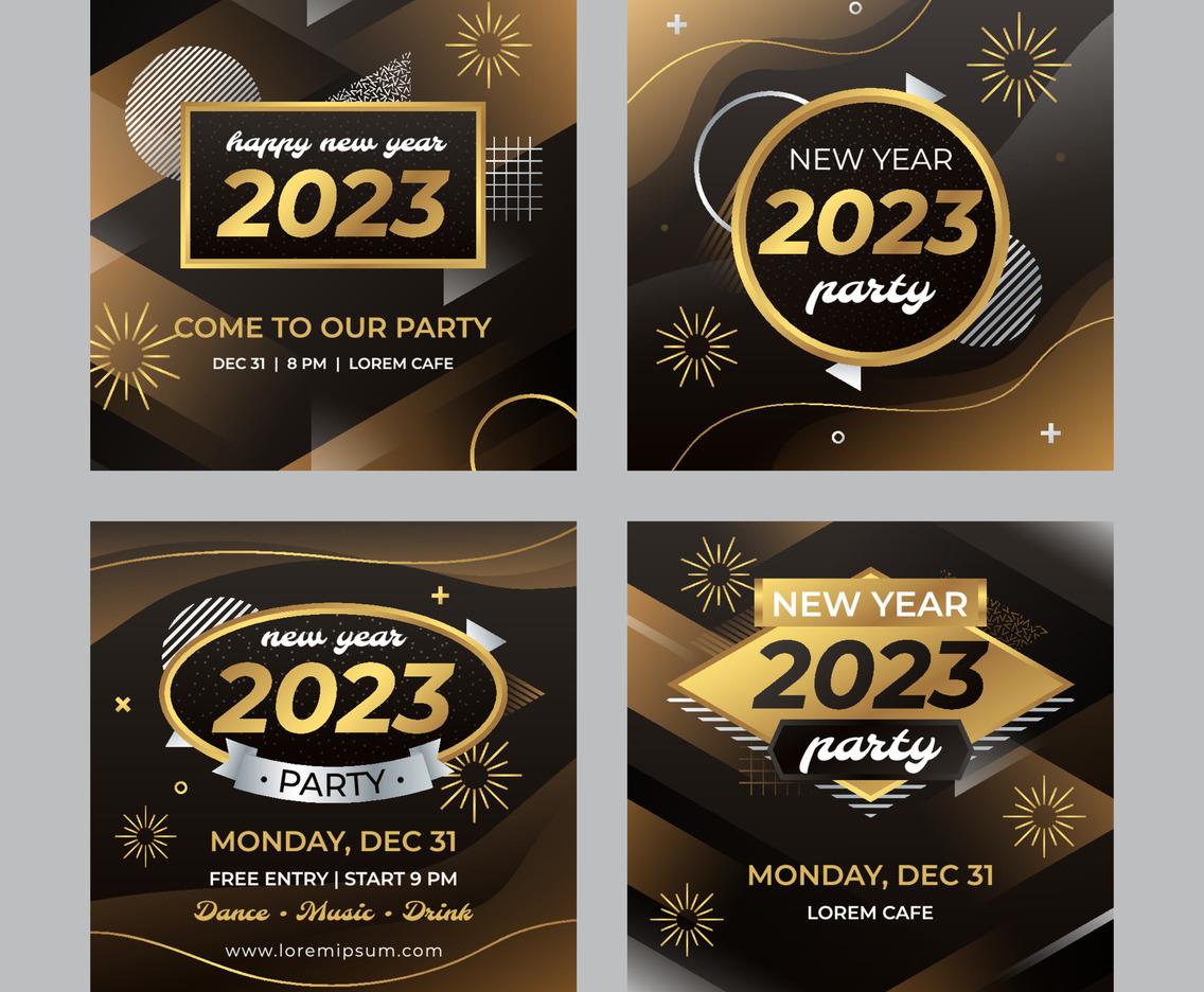 Golden New Year Party Social Media Post