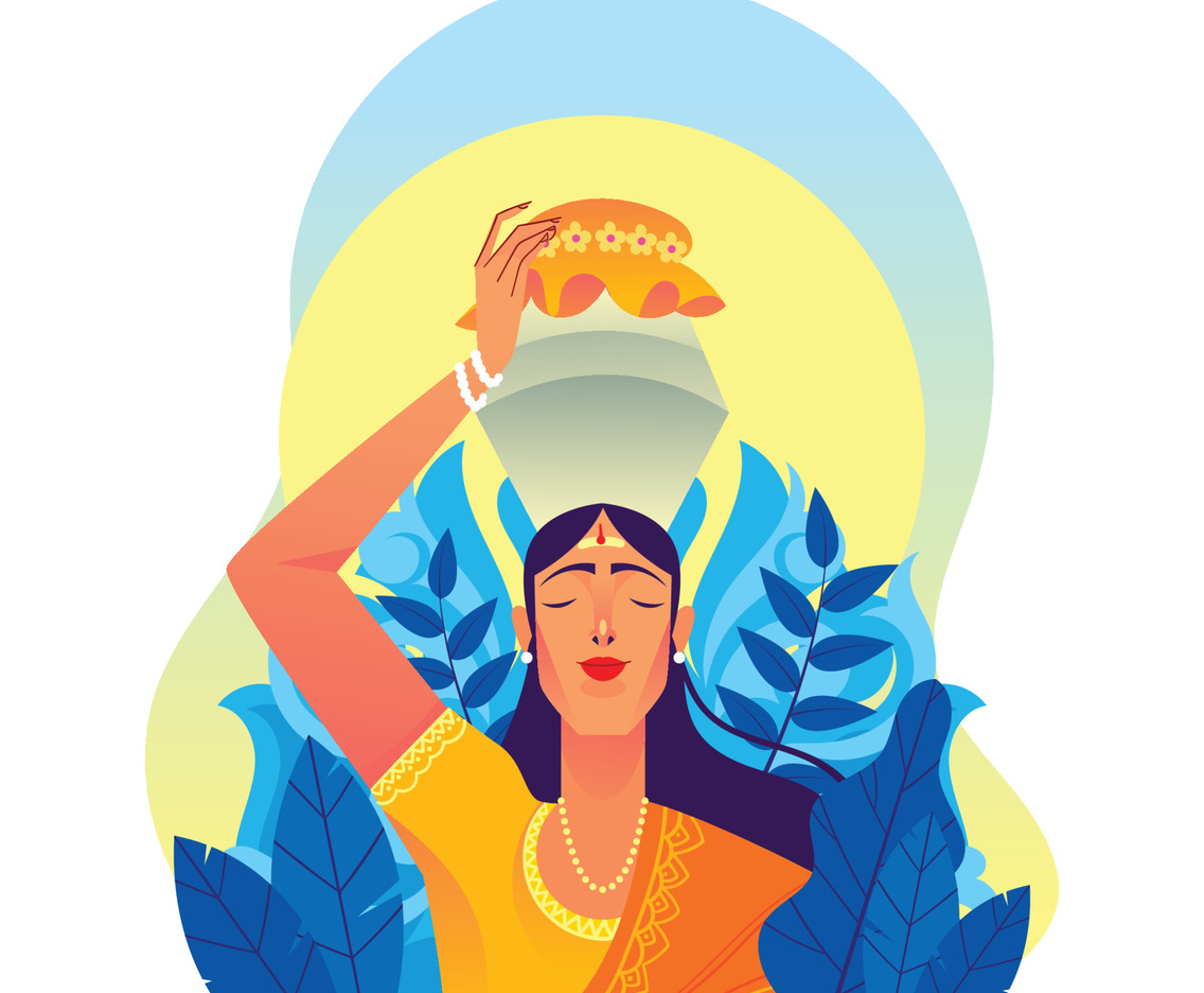 Traditional Indian Woman Celebrating Thaipusam