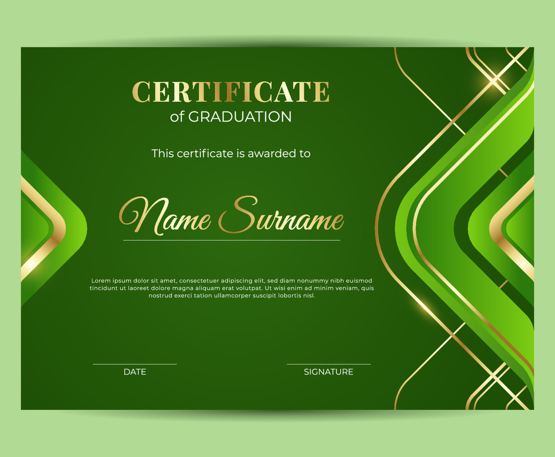 Luxury Golden Green Certificate