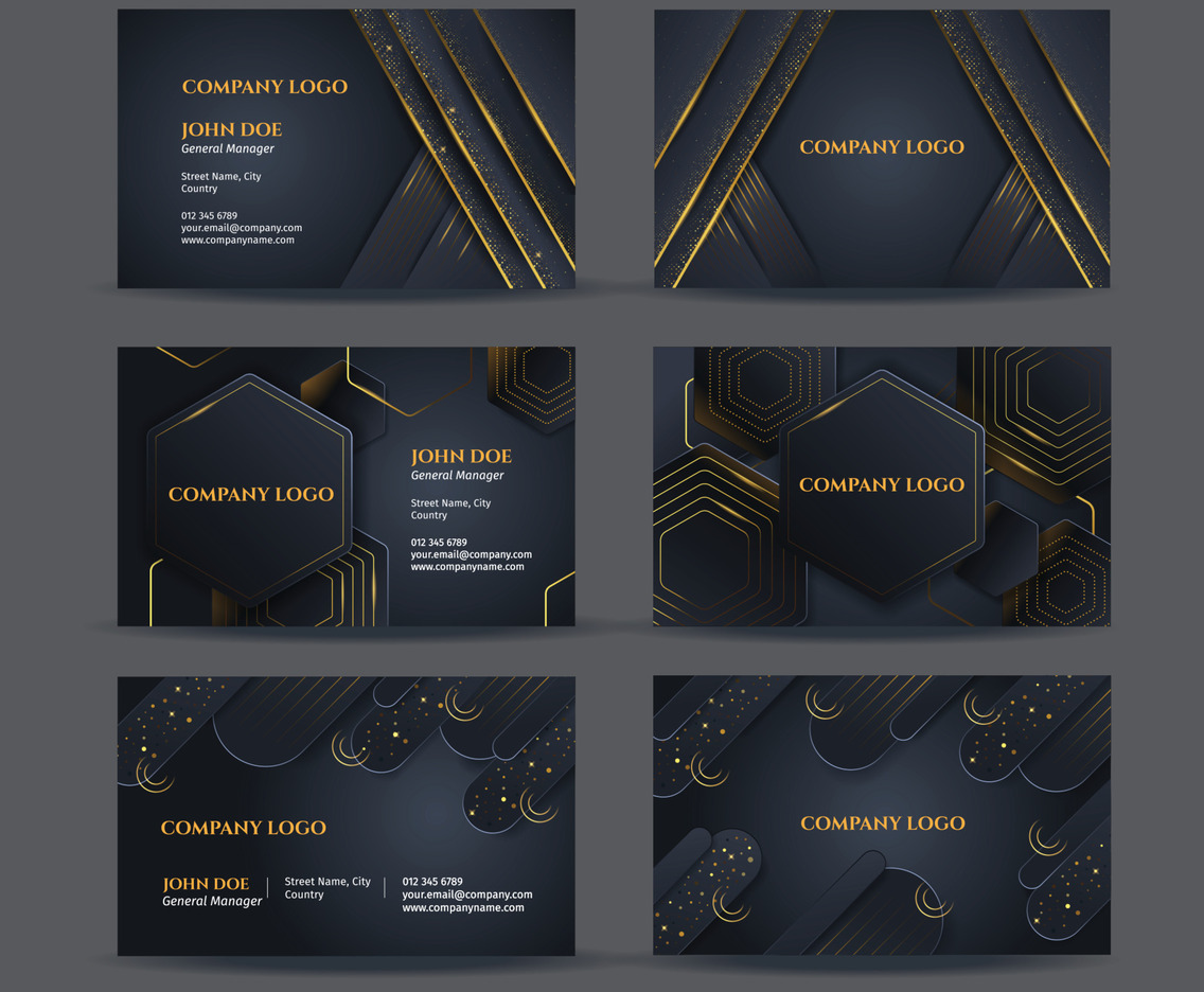 Dark Modern Abstract Geometric Business Card Template