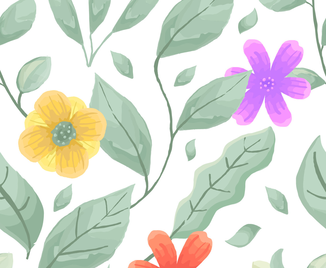Stylish Floral Watercolor Seamless Pattern Background