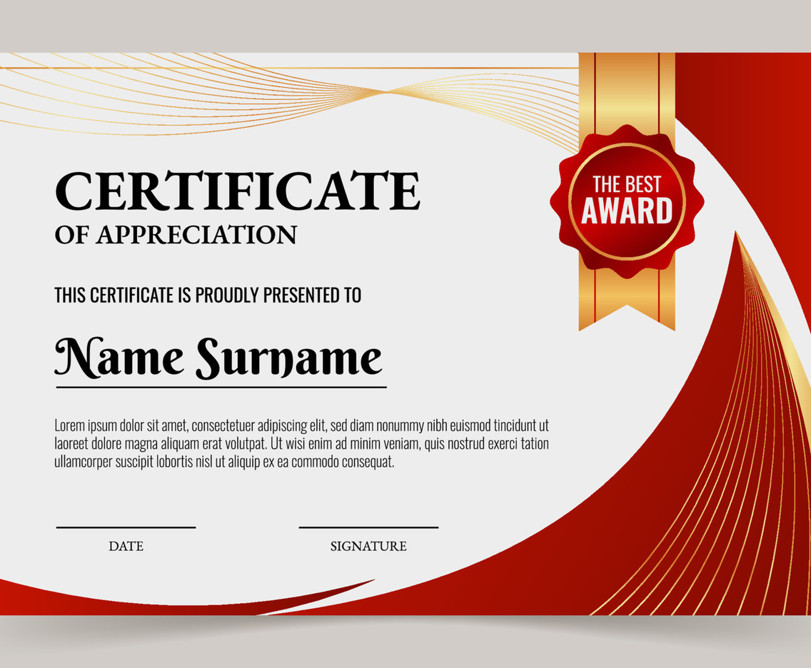 Professional Certificate with Red Gradient Color