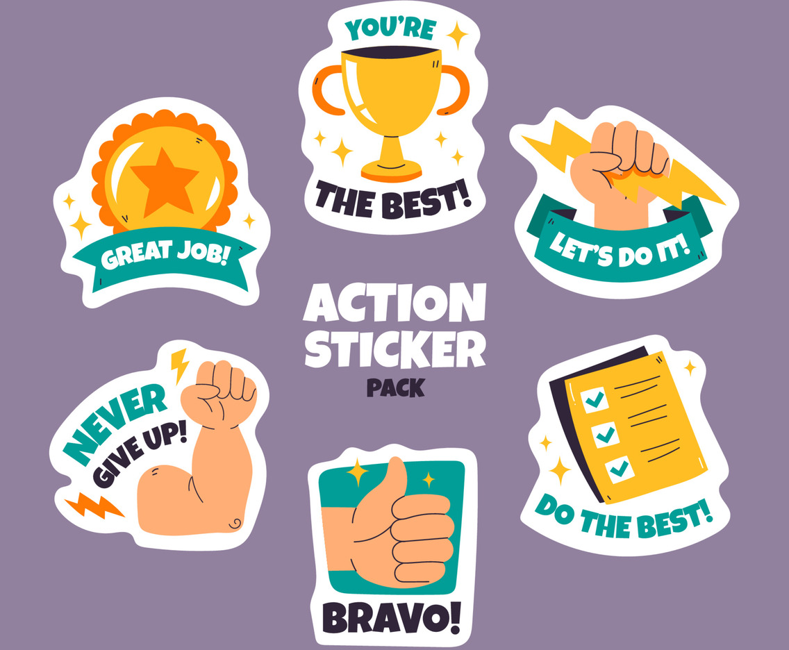 Set of Action Stickers
