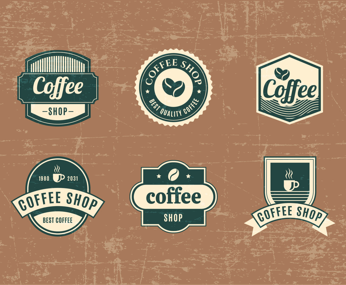 Vintage Coffee Place Logo with Green and Beige Color