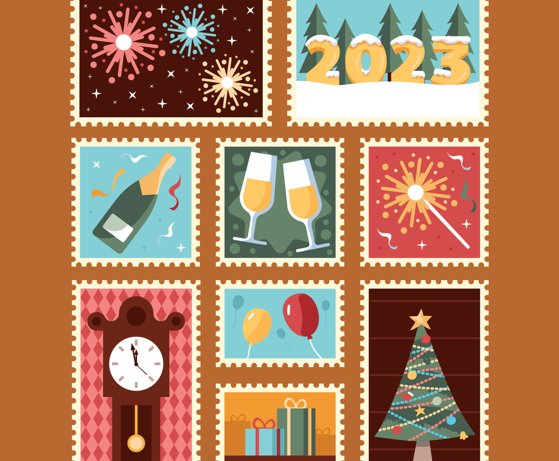 Set of New Year Stamps