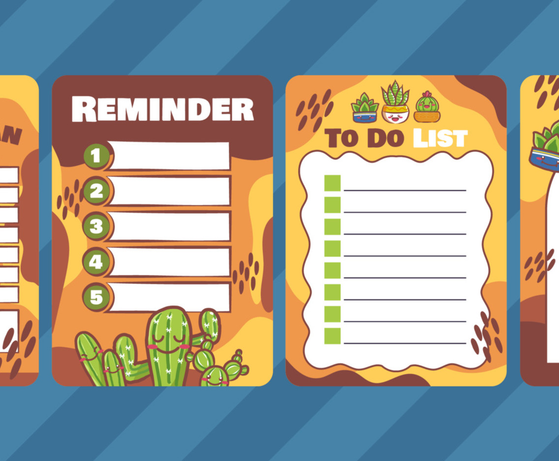 Journal Pages with Cactus Cartoon Characters