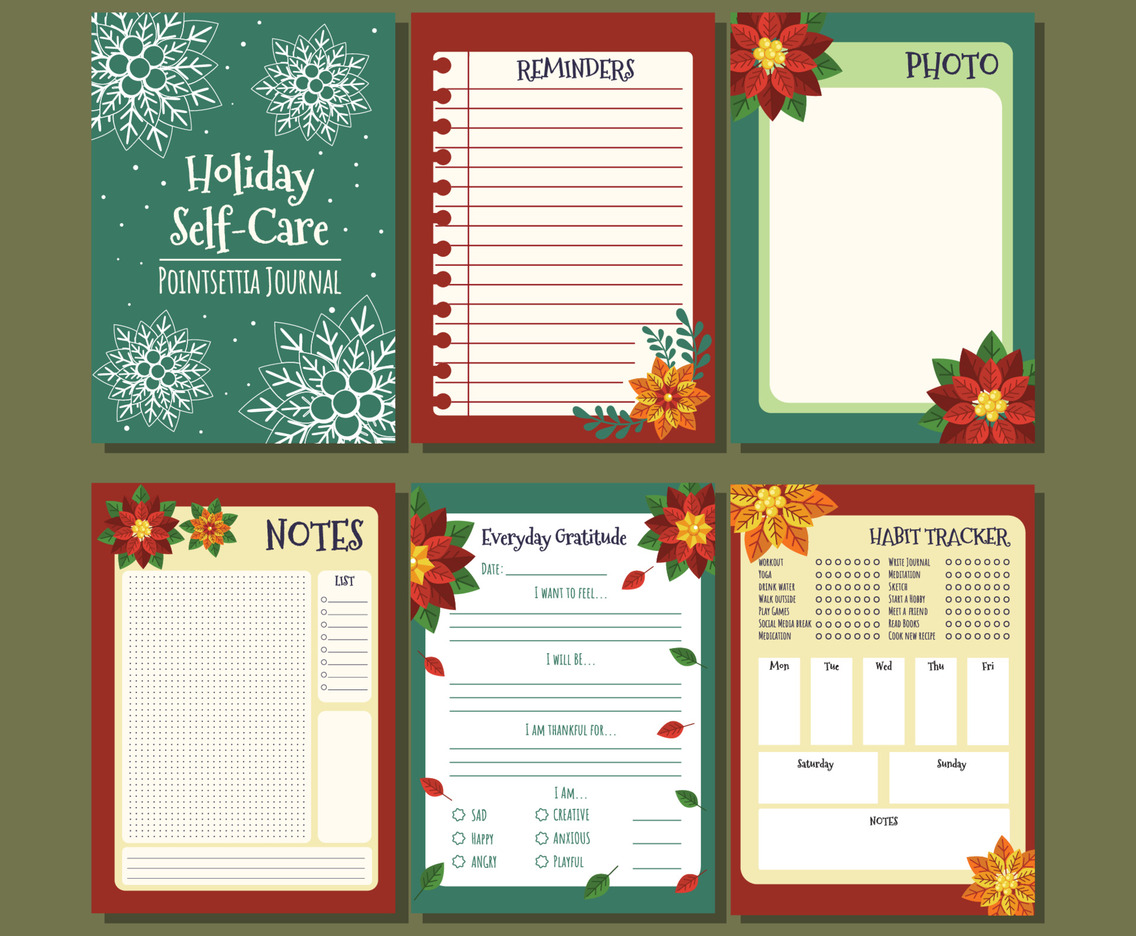 Pointsettia Self Care Journal