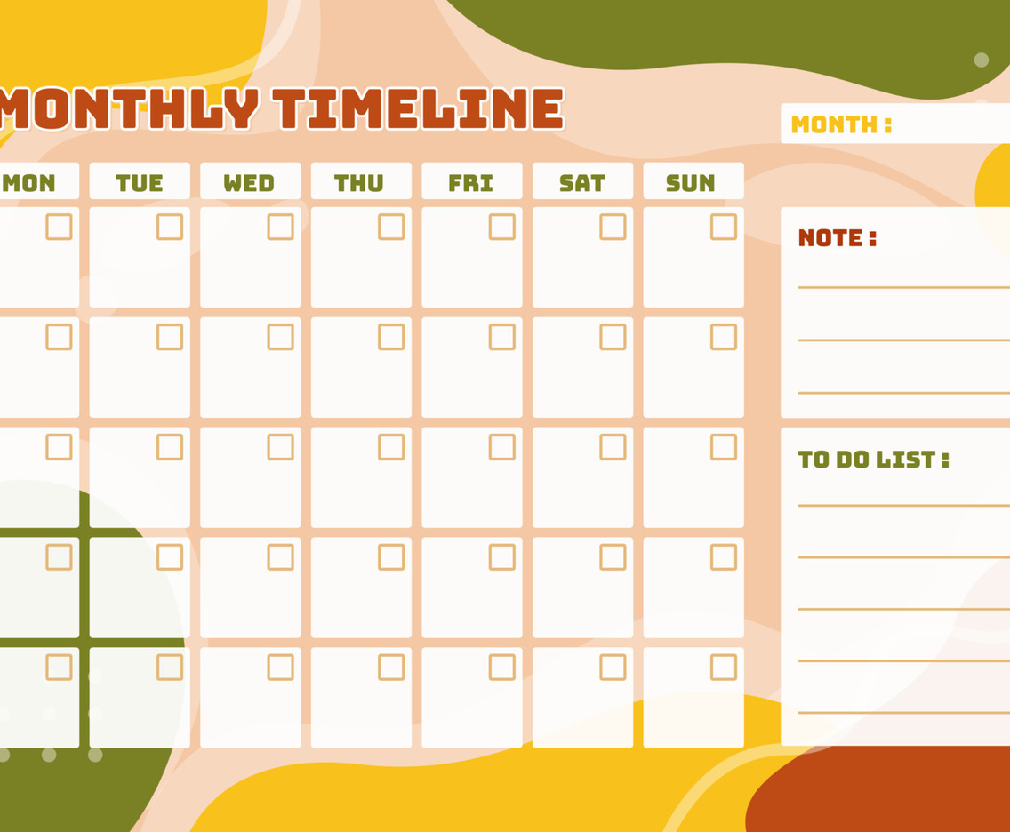 Monthly Timeline Calendar Concept