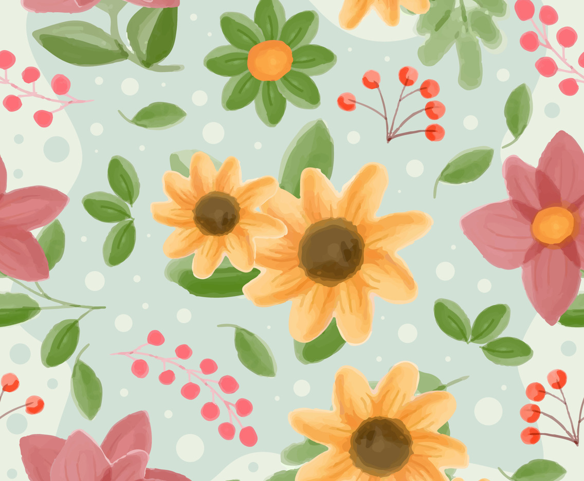 Floral Watercolor Seamless Pattern Background