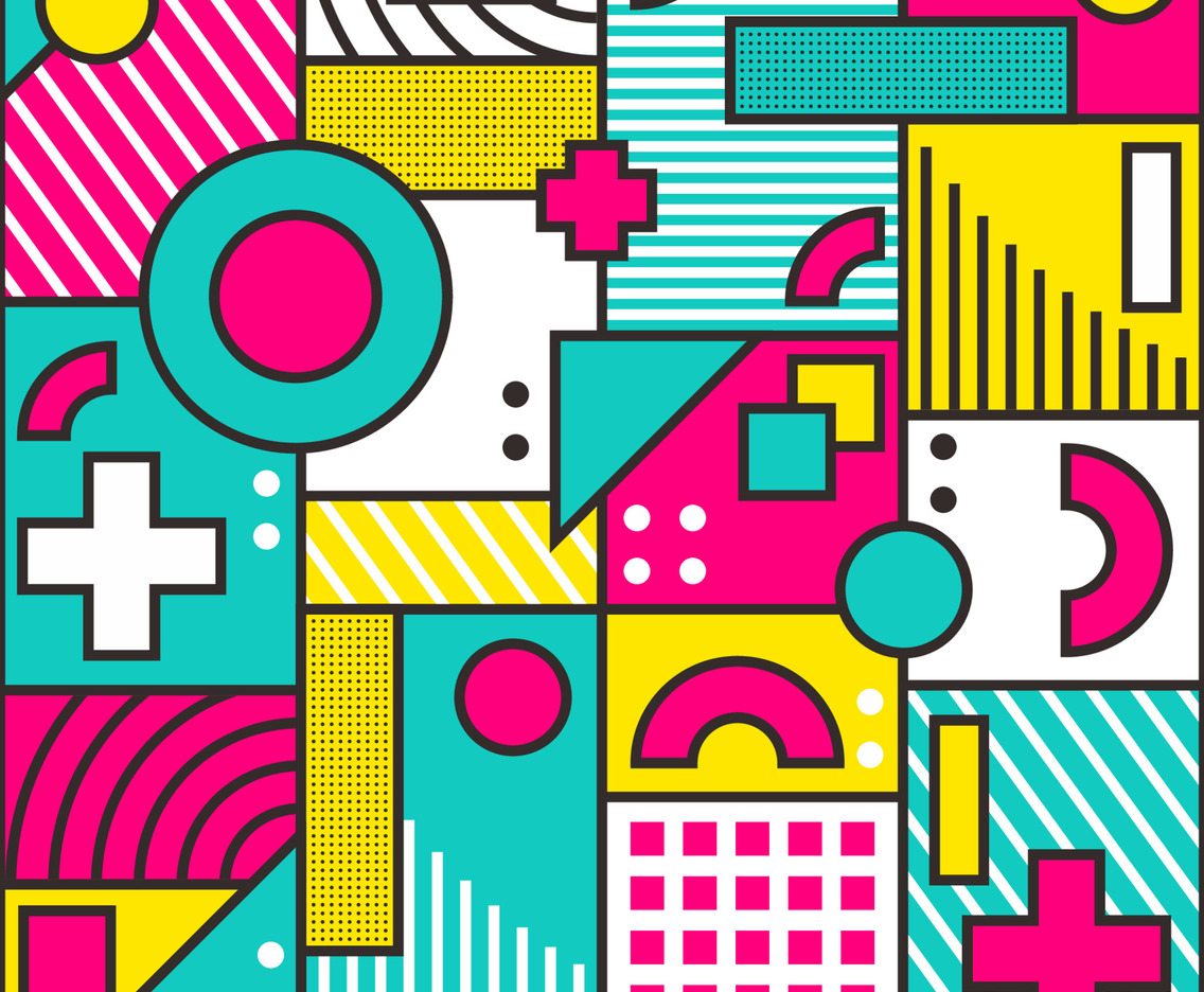 Abstract Trendy Pattern With Multicolored Geometric Shapes