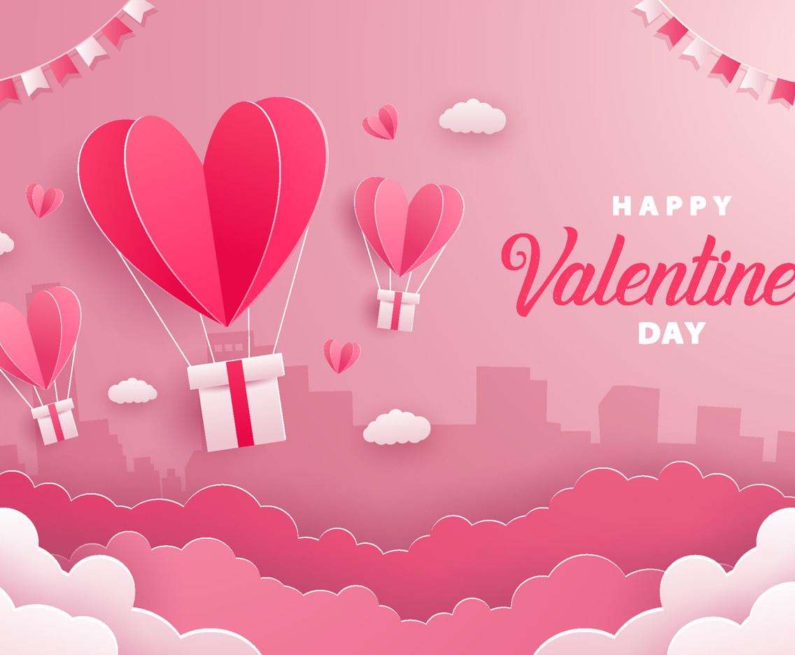 Valentine Day Background in Paper Cut Style