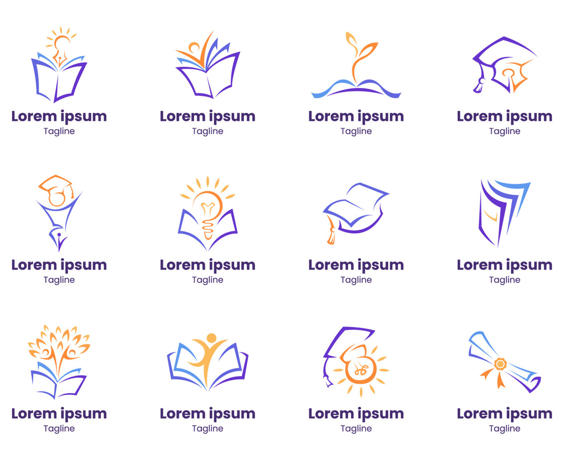 Set Logo Education with Line Art Style