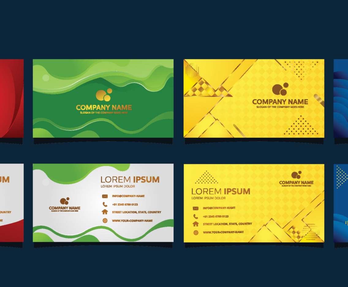 Business Card Template with Gold and Blue COlor