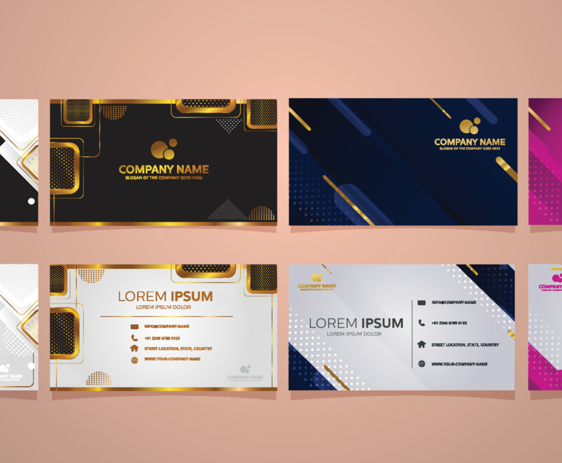 Business Card Template with Black and Gold Color