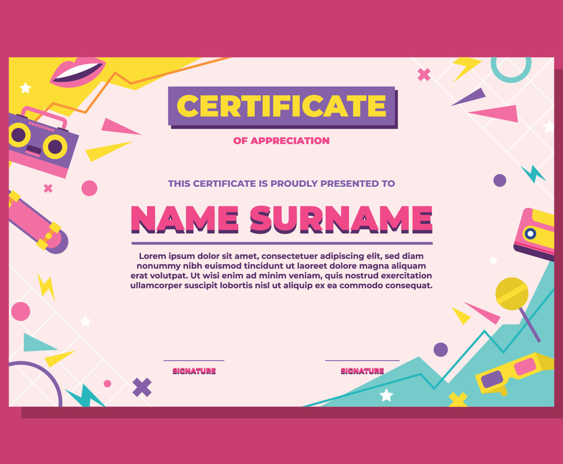 Certificate Design Flat Retro Concept