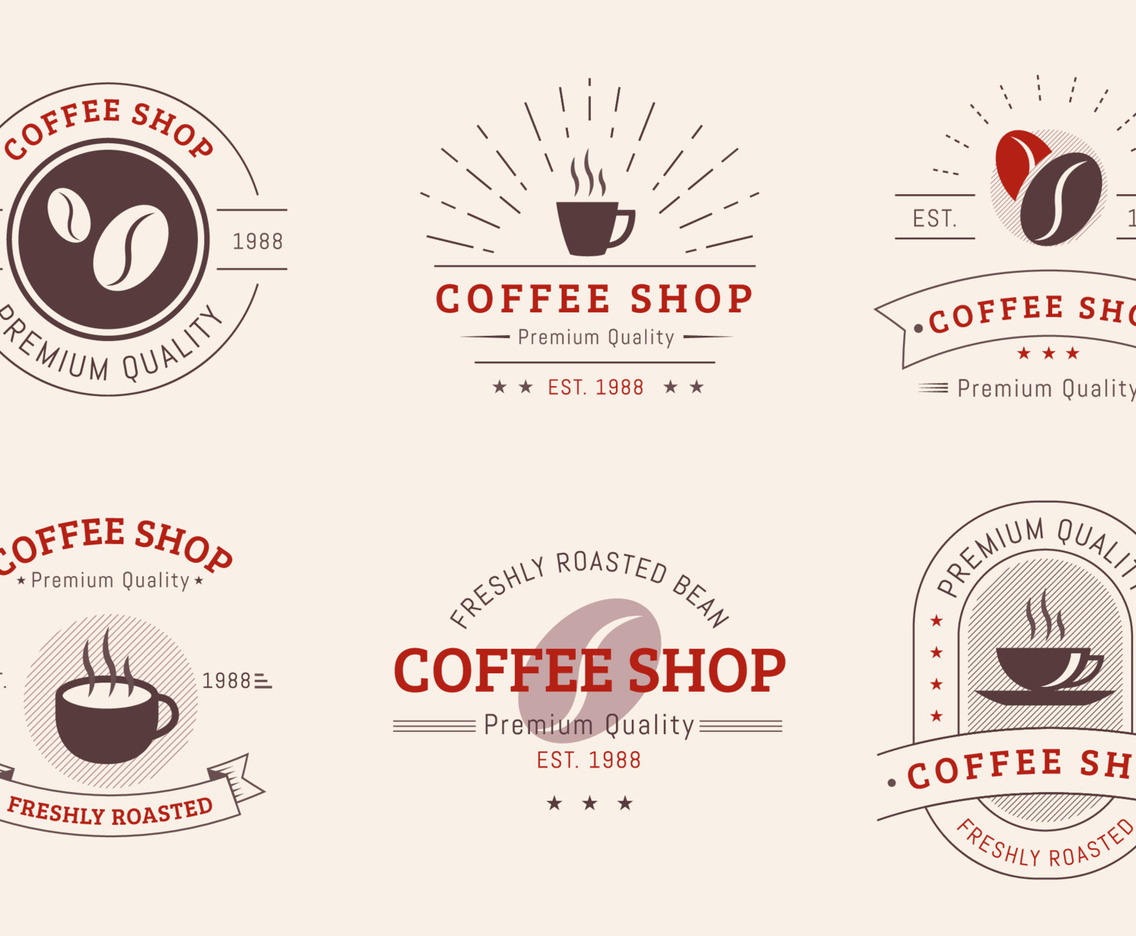 Vintage Coffee Shop Badges Collection