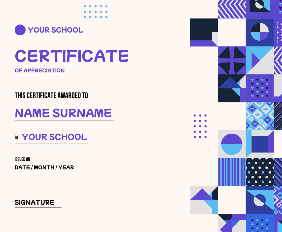Creative Geometric Abstract Certificate Concept