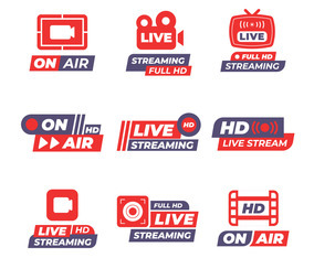 Red Modern Gradient Live On Air Streaming Label | FreeVectors