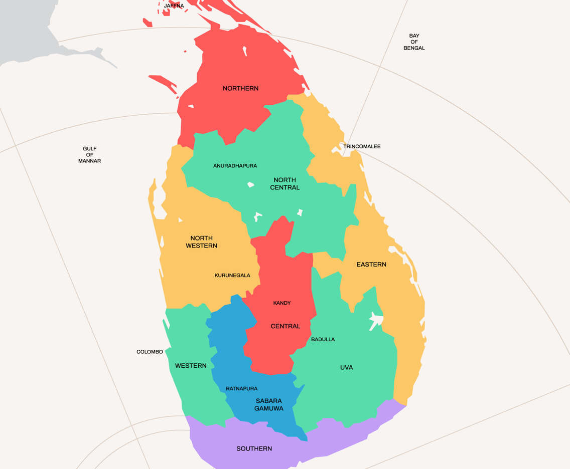 Sri Lanka Country Map with City Names