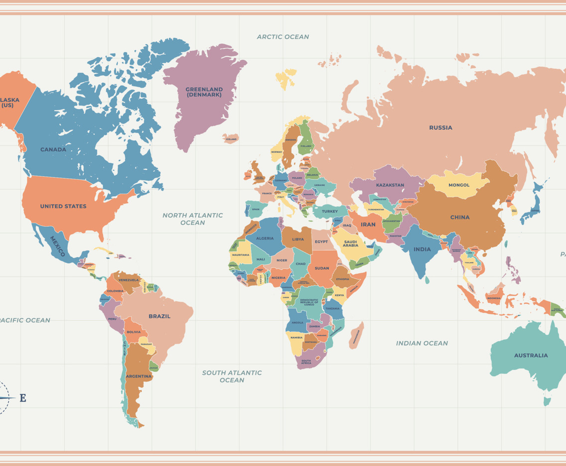 World Map Background With Country Name