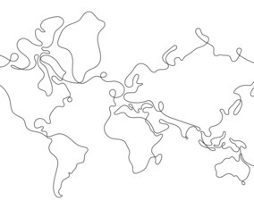 World Map One Line Style Design Background
