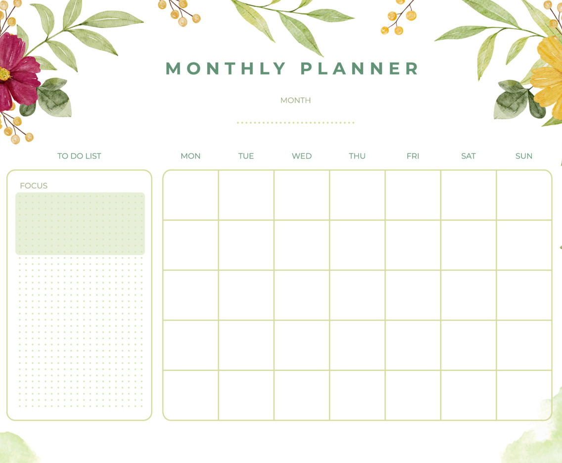 Spring Theme Monthly Planner Design Template Spring Theme Monthly Planner Design Template