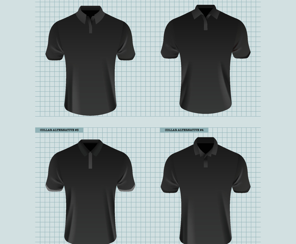 3D Black Polo Shirt Mockups In Various Collars