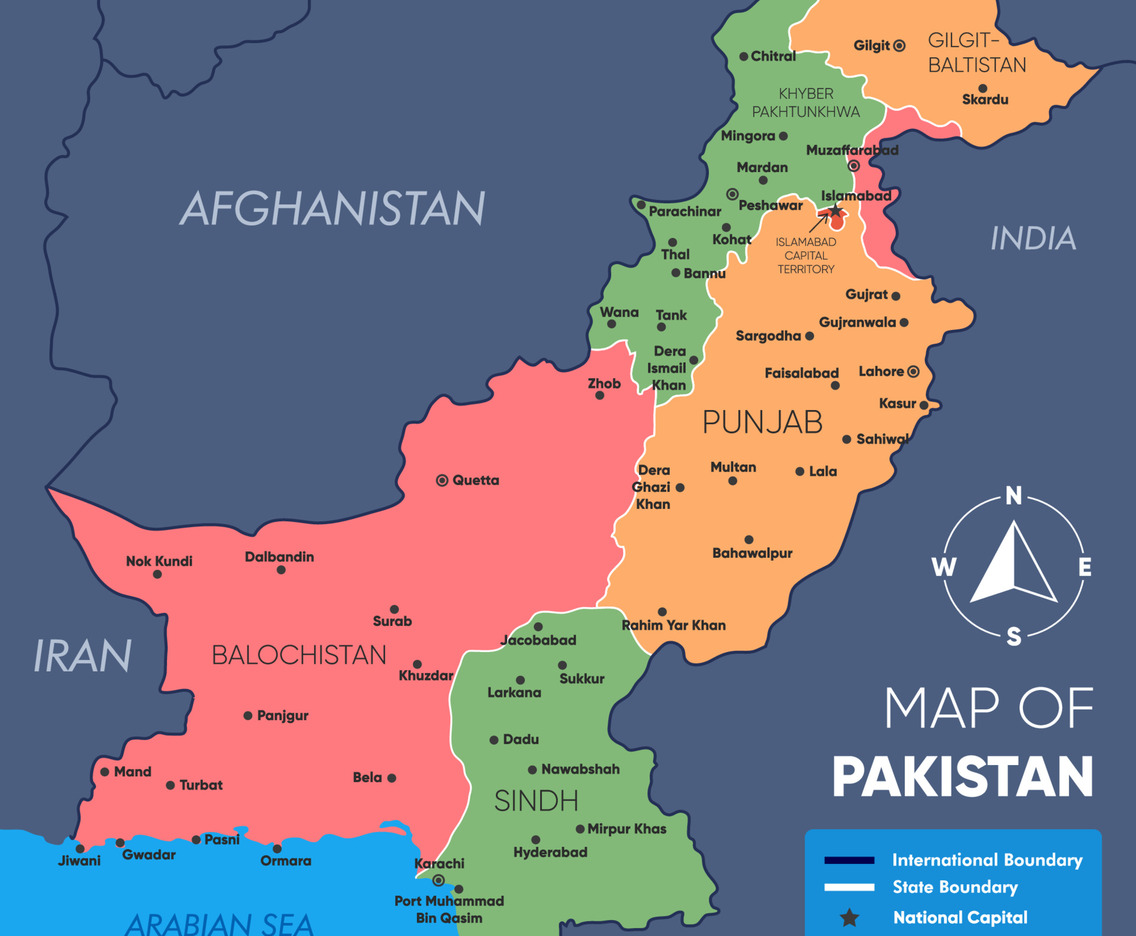 Map Of Pakistan With Neighbor Countries
