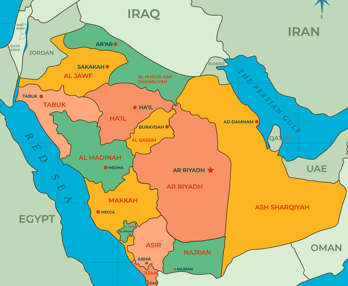 Country Map of Saudi Arabia Concept
