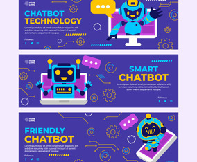 Smart Chatbot Horizontal Banner Collection | FreeVectors