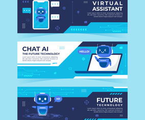 Fun Futuristic Chat Ai Horizontal Banner | FreeVectors