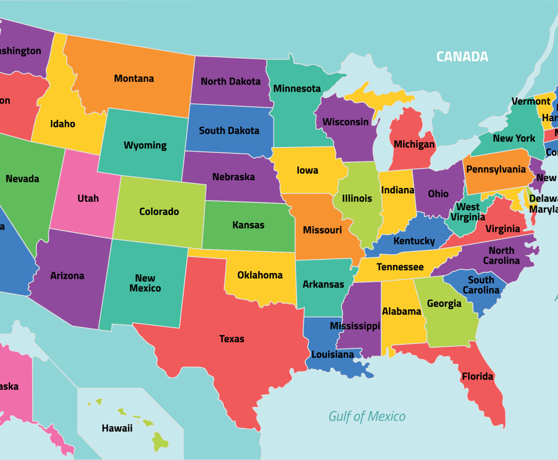 Colorful USA Country Map Flat