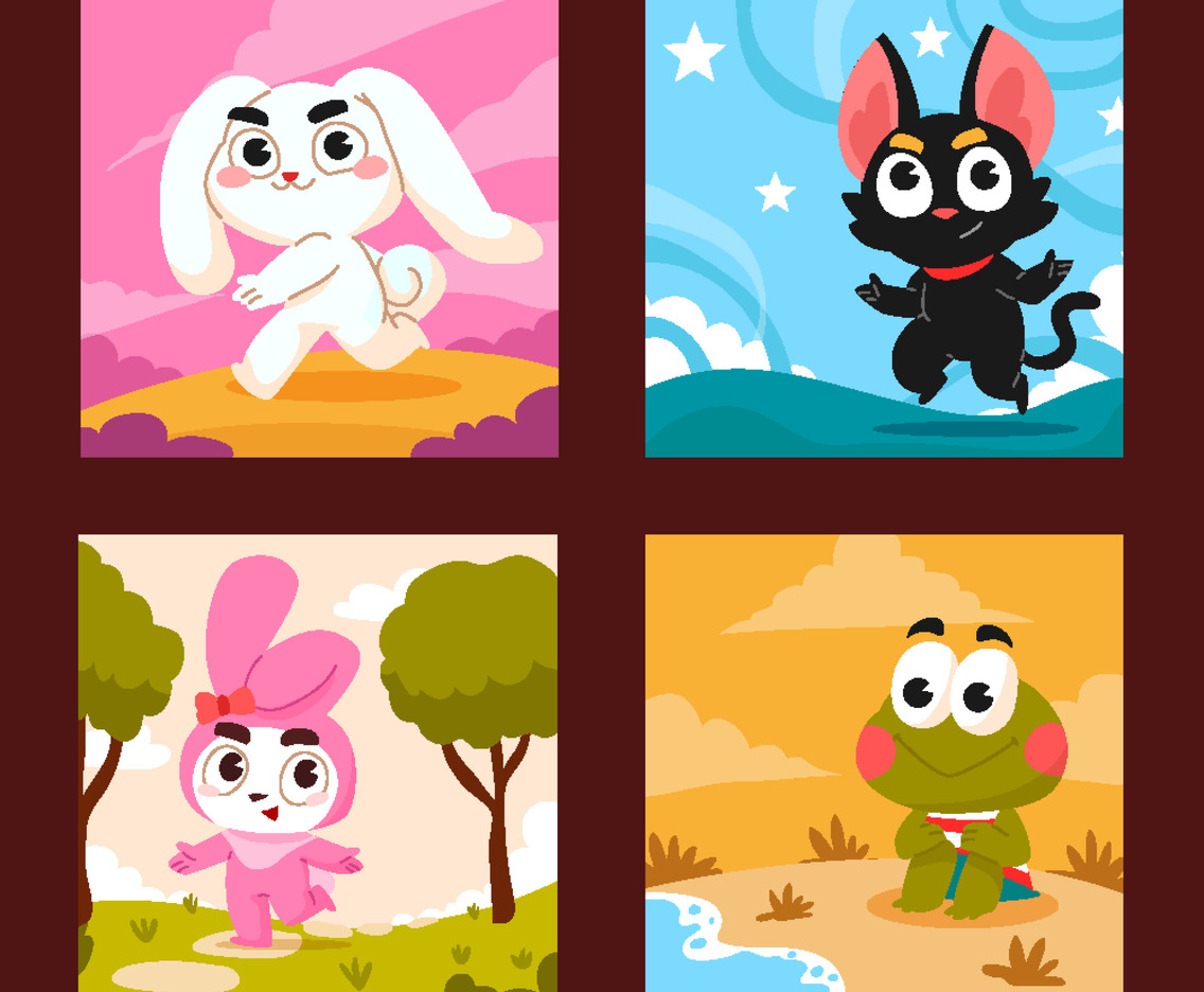 Kawaii Animal Character Social Media Post Template