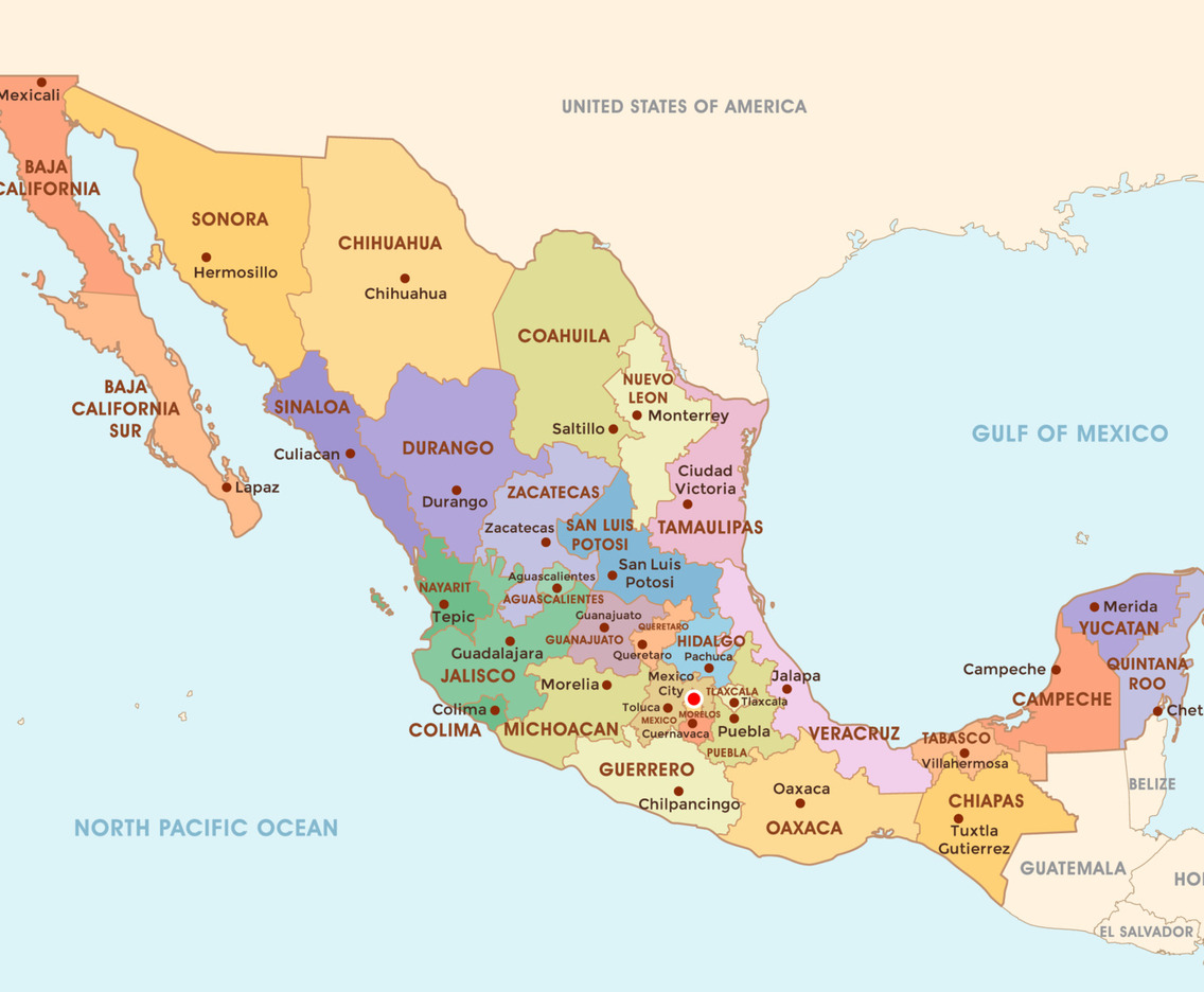 Mexico Detailed Country Map Template