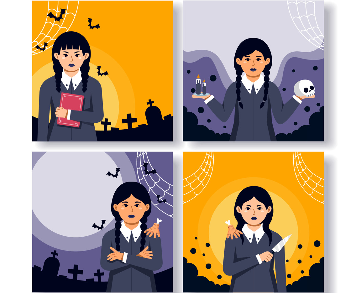 Set of Gothic Girl Social Media Posts