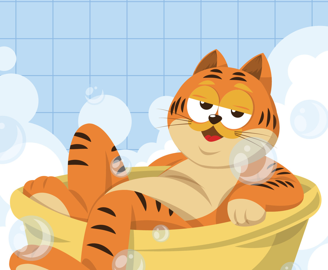 The Orange Fat Cat Chill In The Bathroom Background