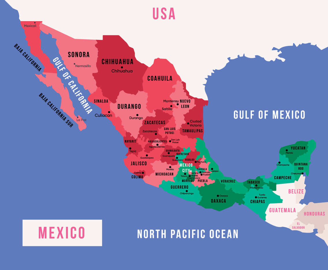 Detailed Map Of Mexico And Surrounding Borders FreeVectors Detailed Map Of Mexico And Surrounding Borders FreeVectors