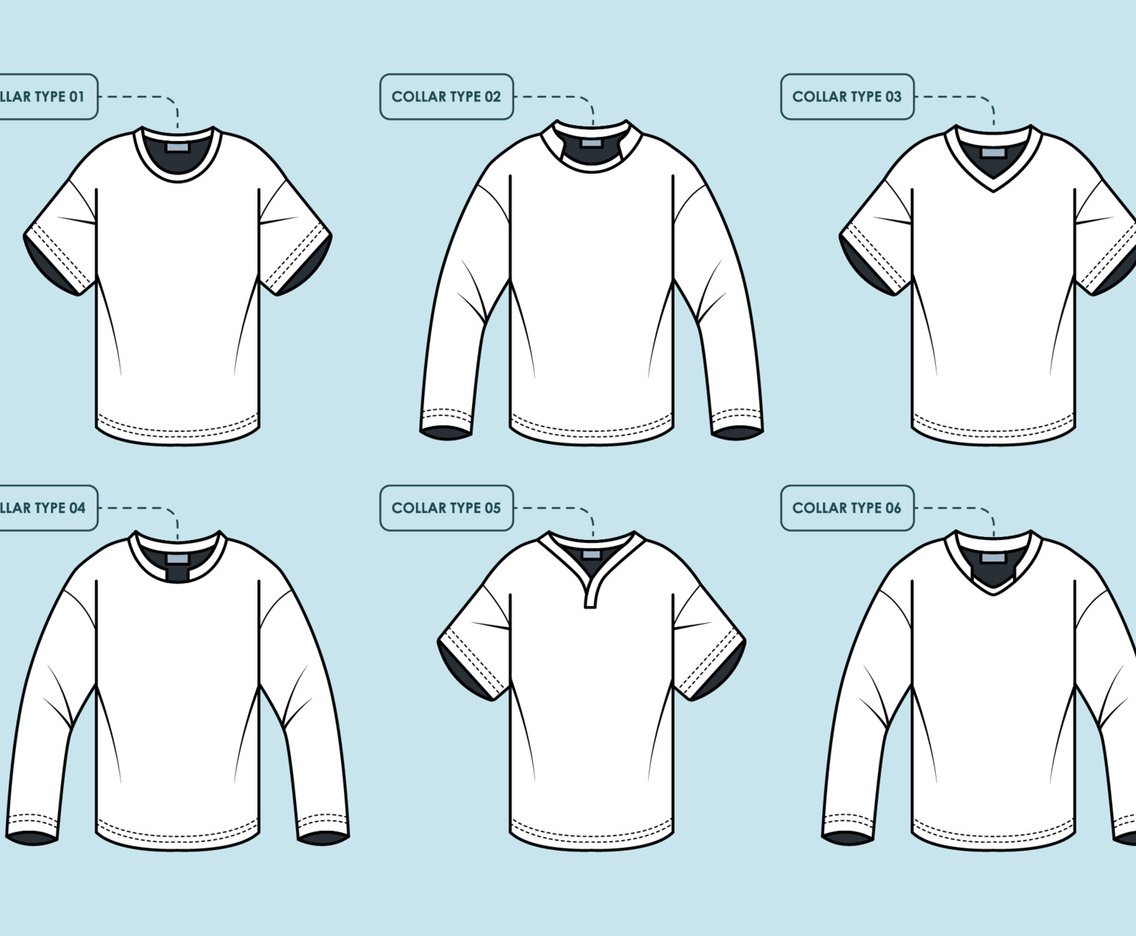 Outline White T Shirt Mockups In Various Collar