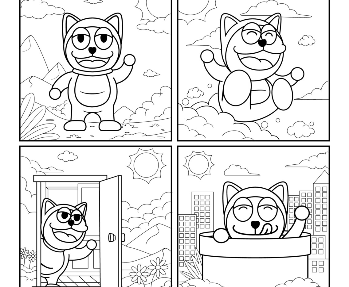 Robot Cat Coloring Book For Children