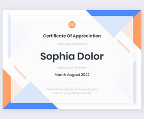 Modern Blue and Orange Certificate Template