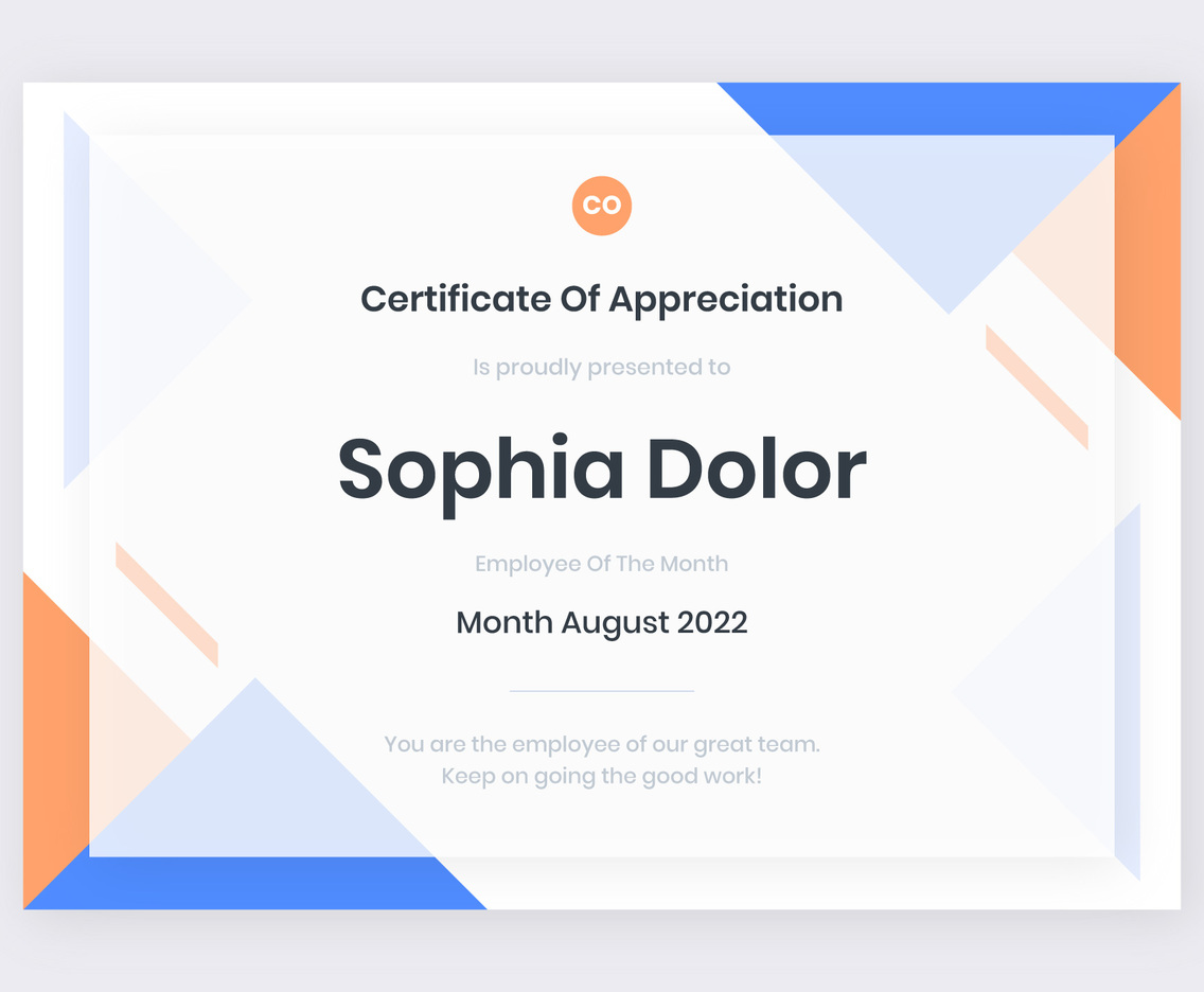 Modern Blue and Orange Certificate Template